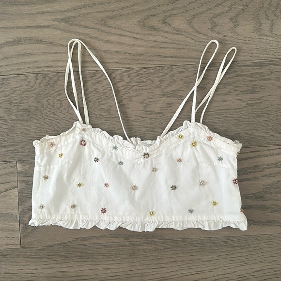 EUC Zara Cropped Floral Beaded Tank - Picture 1 of 5